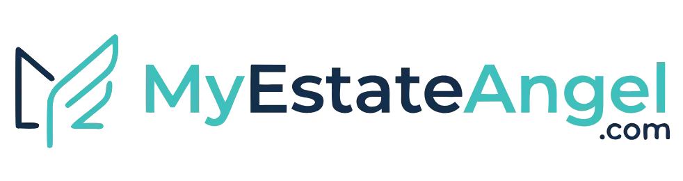 MyEstateAngel logo - angel wings and wordmark