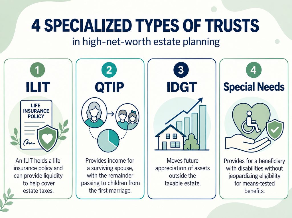 Comparison of Four Types of Trusts: ILIT, QTIP, IDGT, and Special Needs Trusts, and Their Purposes